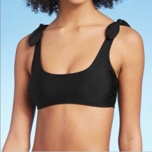 Xhilaration Shoulder Tie Black Bikini Swim Top Size S (0-2)